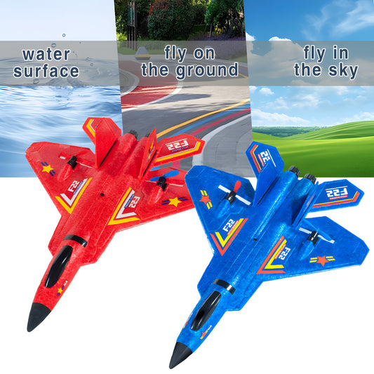 F-22 Style RC Airplane, 2.4GHz Gyro, LED (Red/Blue)