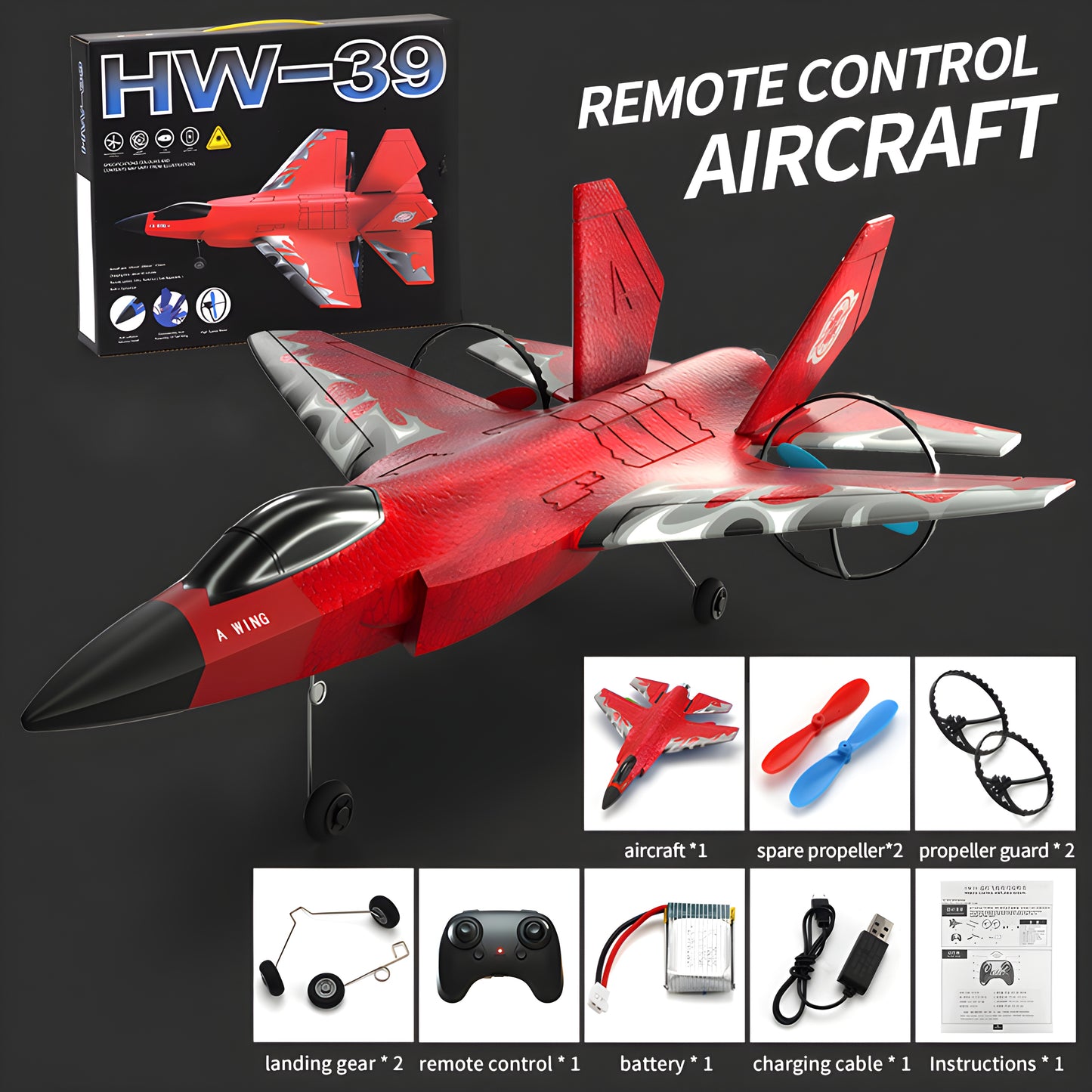 F-39 RC Airplane, 2.4GHz, 6-Axis Gyro, LED.