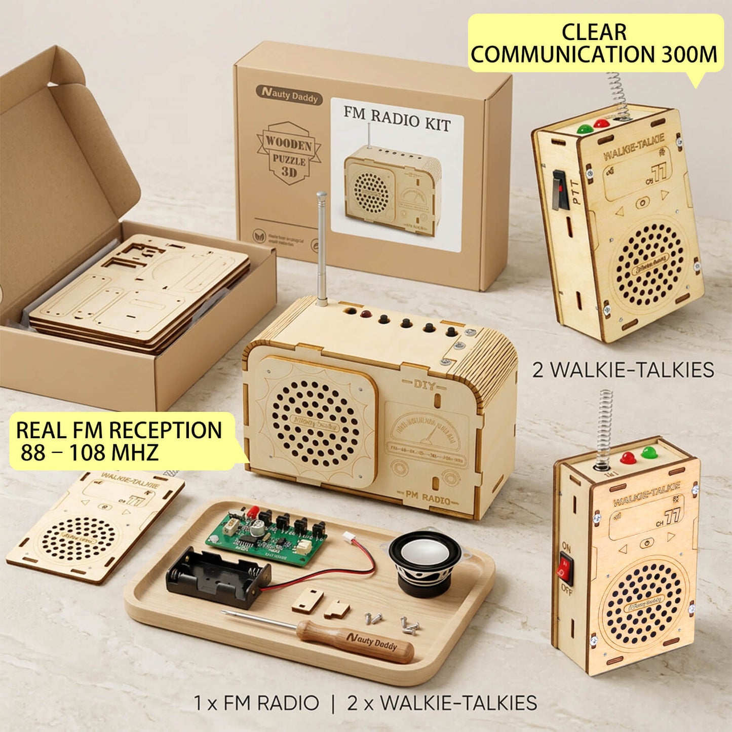 Build Your Own Wooden Walkie Talkie Set