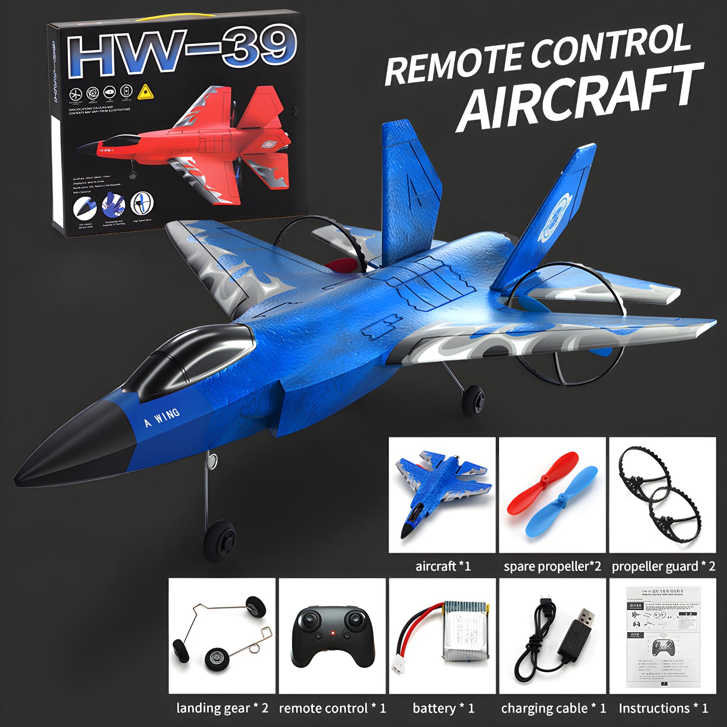F-39 RC Airplane, 2.4GHz, 6-Axis Gyro, LED.