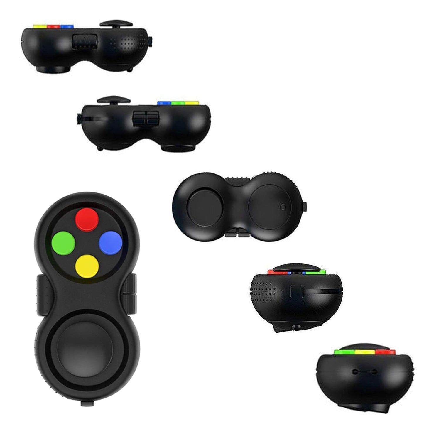 Portable Multi-Functional Fidget Pad - Stress Relief and Focus Toy for Anxiety, ADHD & Autism, Handheld Sensory Gadget with 8 Features, Perfect for Kids & Adults - Includes Lanyard (Black)