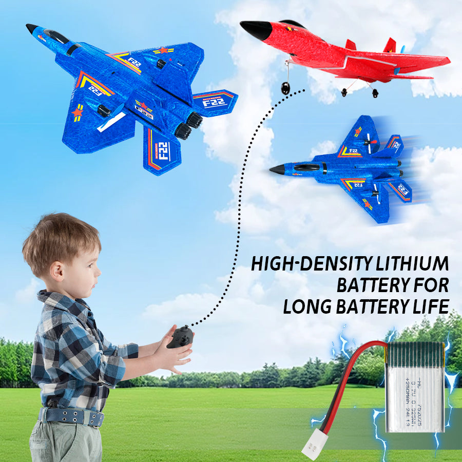 F-22 Style RC Airplane, 2.4GHz Gyro, LED (Red/Blue)