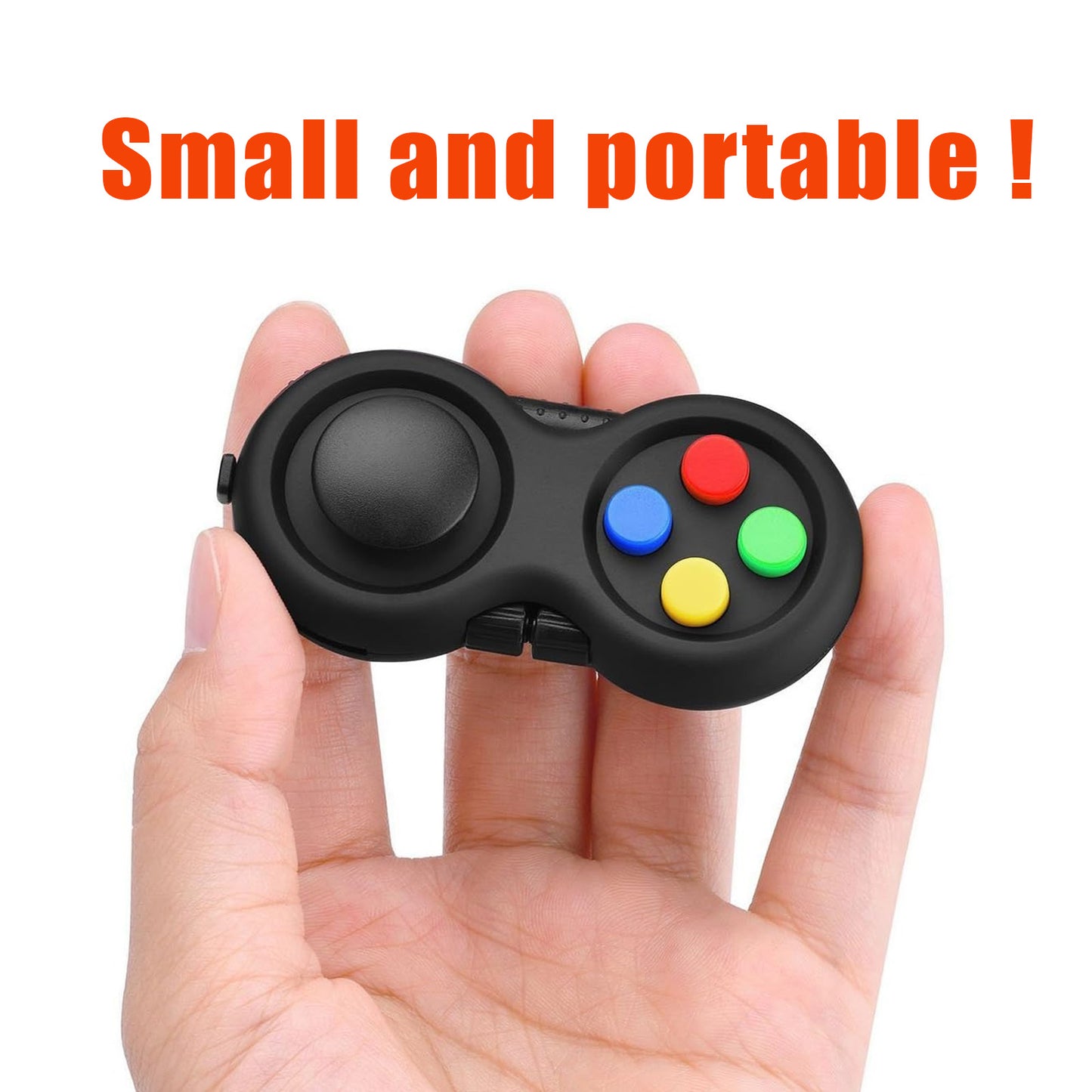 Portable Multi-Functional Fidget Pad - Stress Relief and Focus Toy for Anxiety, ADHD & Autism, Handheld Sensory Gadget with 8 Features, Perfect for Kids & Adults - Includes Lanyard (Black)