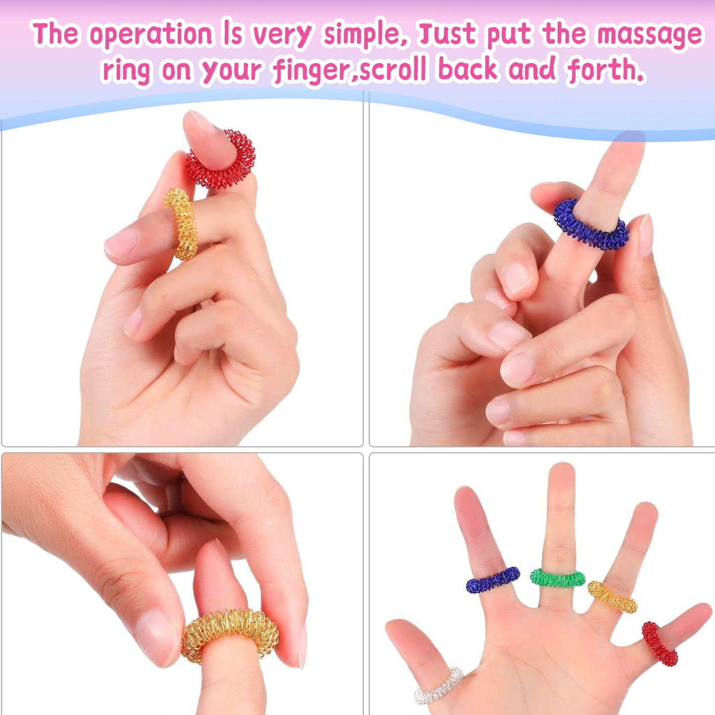 Spiky Sensory Rings, 10 Pack, Stress Relief Fidget Sensory Toys, Fidget Rings, Fidget Ring for Anxiety, Stress Relief Rings, Massager for Fidget ADHD Autism, Silent Stress Reducer Ring
