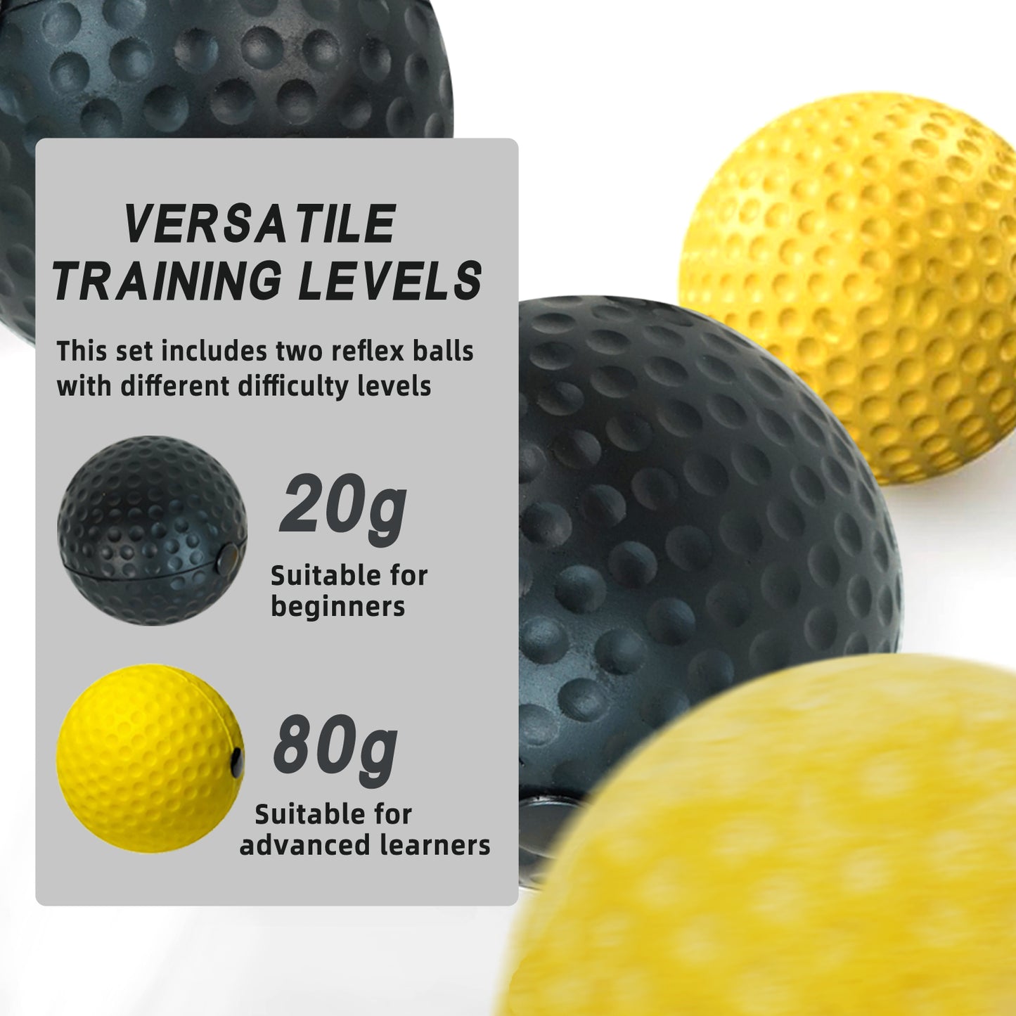 Boxing Reflex Ball Set – 2 Levels, Adjustable Headband, Wraps & Carry Bag