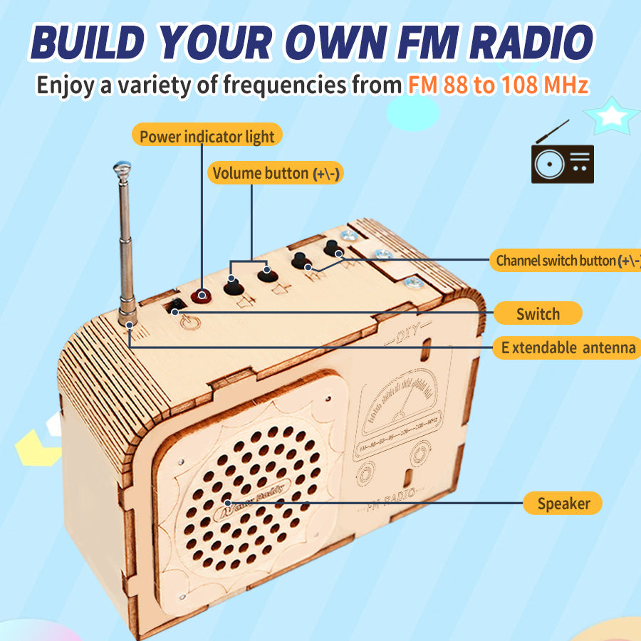 DIY FM Radio Kit – Build Your Own FM Radio (Wooden 3D Puzzle, STEM)