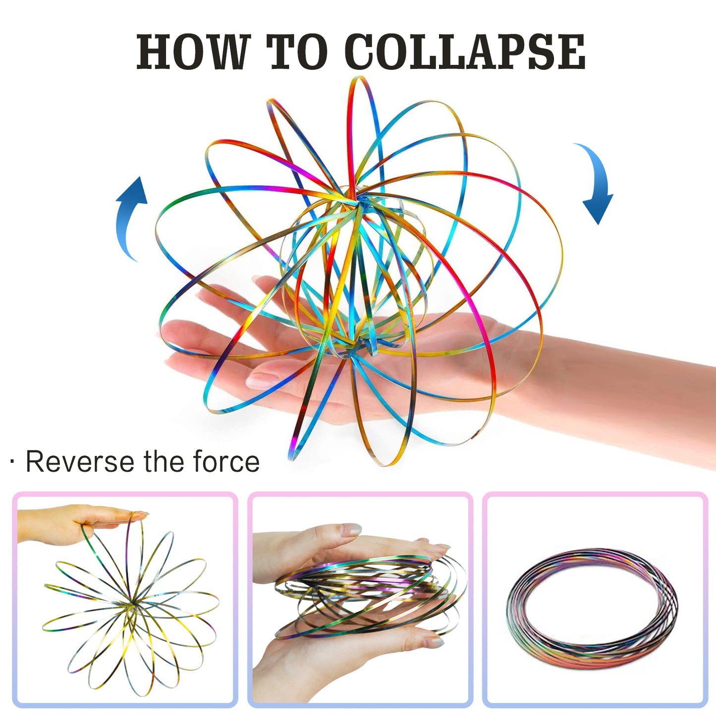 Flow Ring Spinner Ring Arm - Stainless Steel Spring Metal Sensory Rings Flow Magic Flow Bracelet Spinner Rainbow Rings - Rainbow Bracelet Metal Geometric Spinning Bracelet