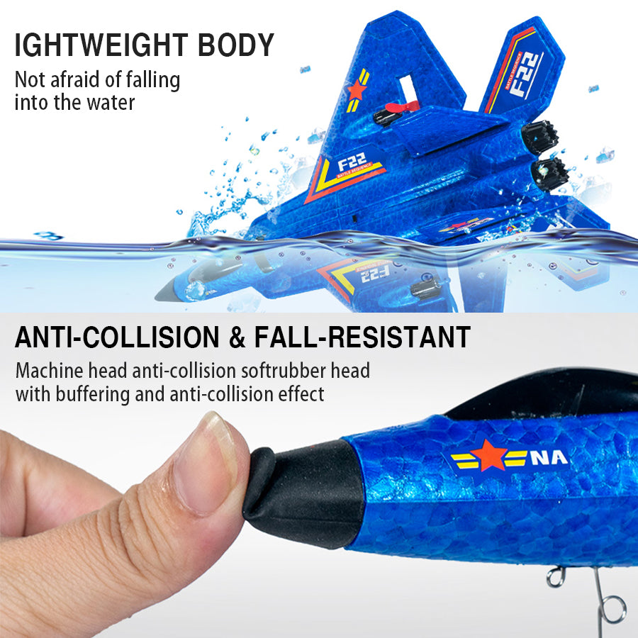 F-22 Style RC Airplane, 2.4GHz Gyro, LED (Red/Blue)