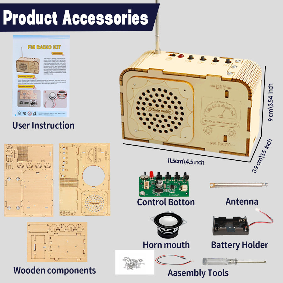 DIY FM Radio Kit – Build Your Own FM Radio (Wooden 3D Puzzle, STEM)