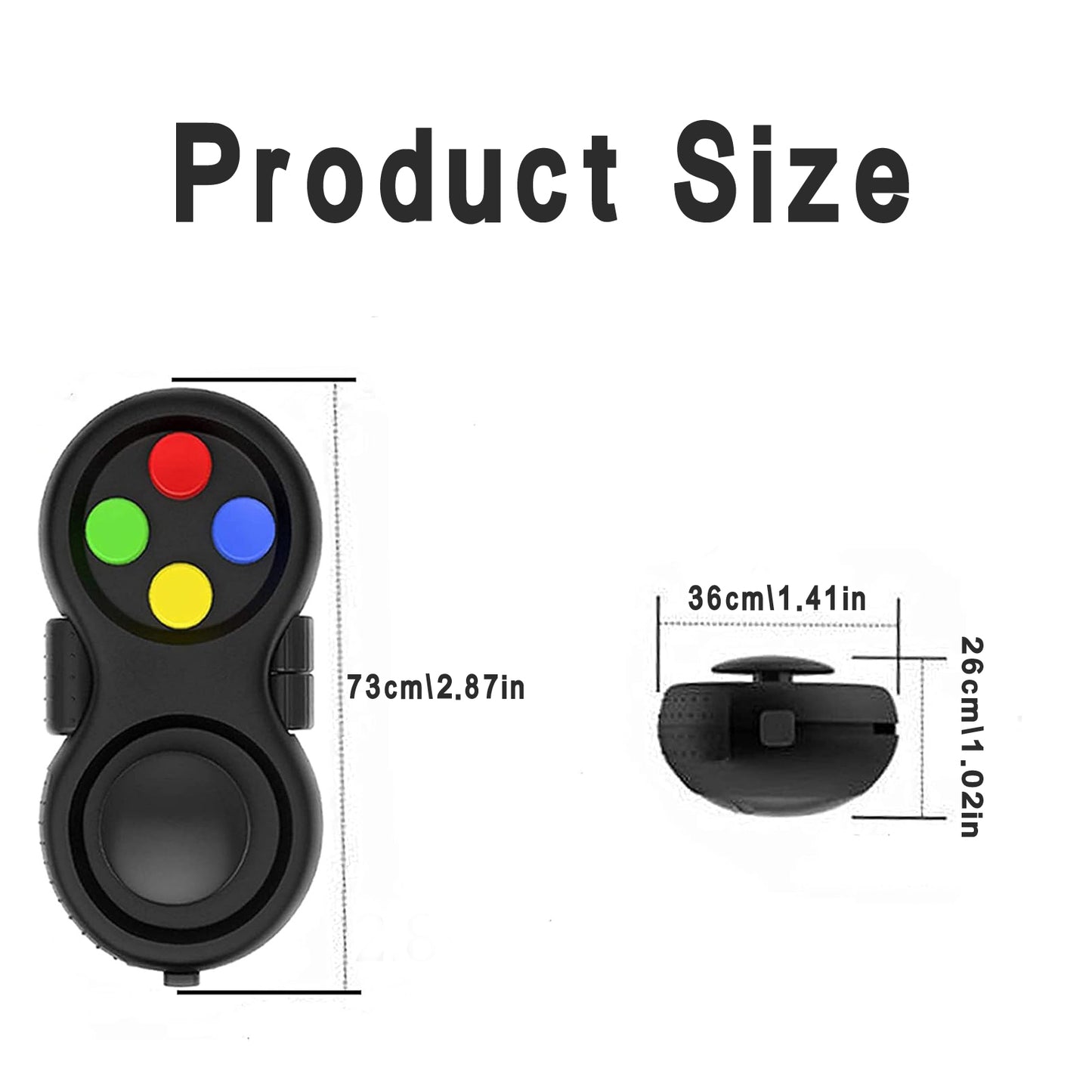 Portable Multi-Functional Fidget Pad - Stress Relief and Focus Toy for Anxiety, ADHD & Autism, Handheld Sensory Gadget with 8 Features, Perfect for Kids & Adults - Includes Lanyard (Black)