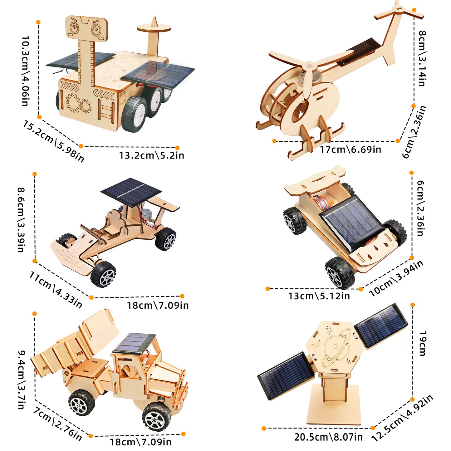 6-in-1 Solar Powered Wooden Mechanical Building Kit – DIY 3D Wooden Puzzle & Creative Model Set, Brain-Boosting Hands-On Craft, Unique Desk Decor, Tech Gift for Ages 14+ and Adults