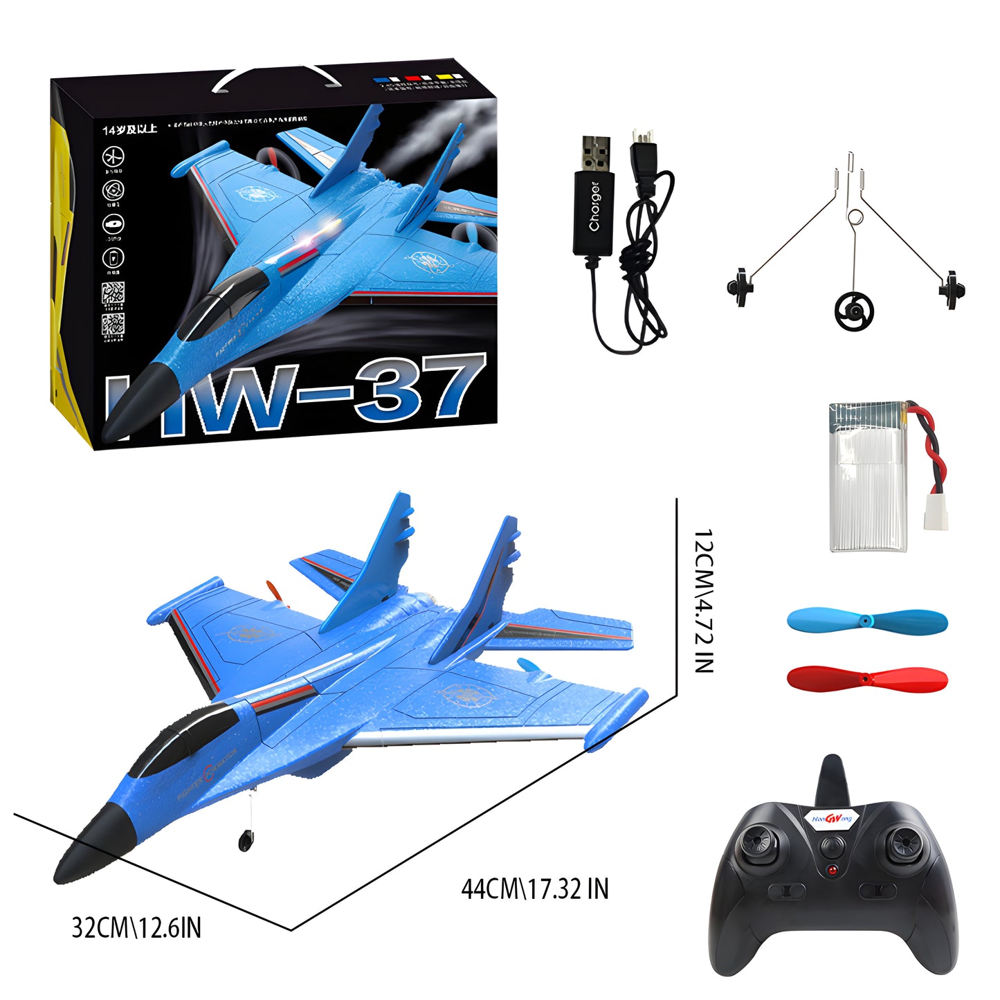 F-37 Style RC Airplane, 2.4GHz Gyro (3 Colors)