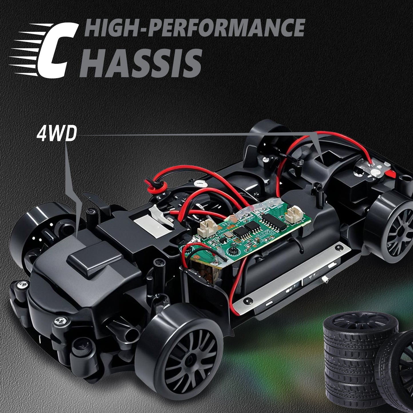 RC Drift Car 4WD 2.4GHz 20KM/H High Speed Racing Sport Toy Car with LED Lights, Racing and Drift Wheels