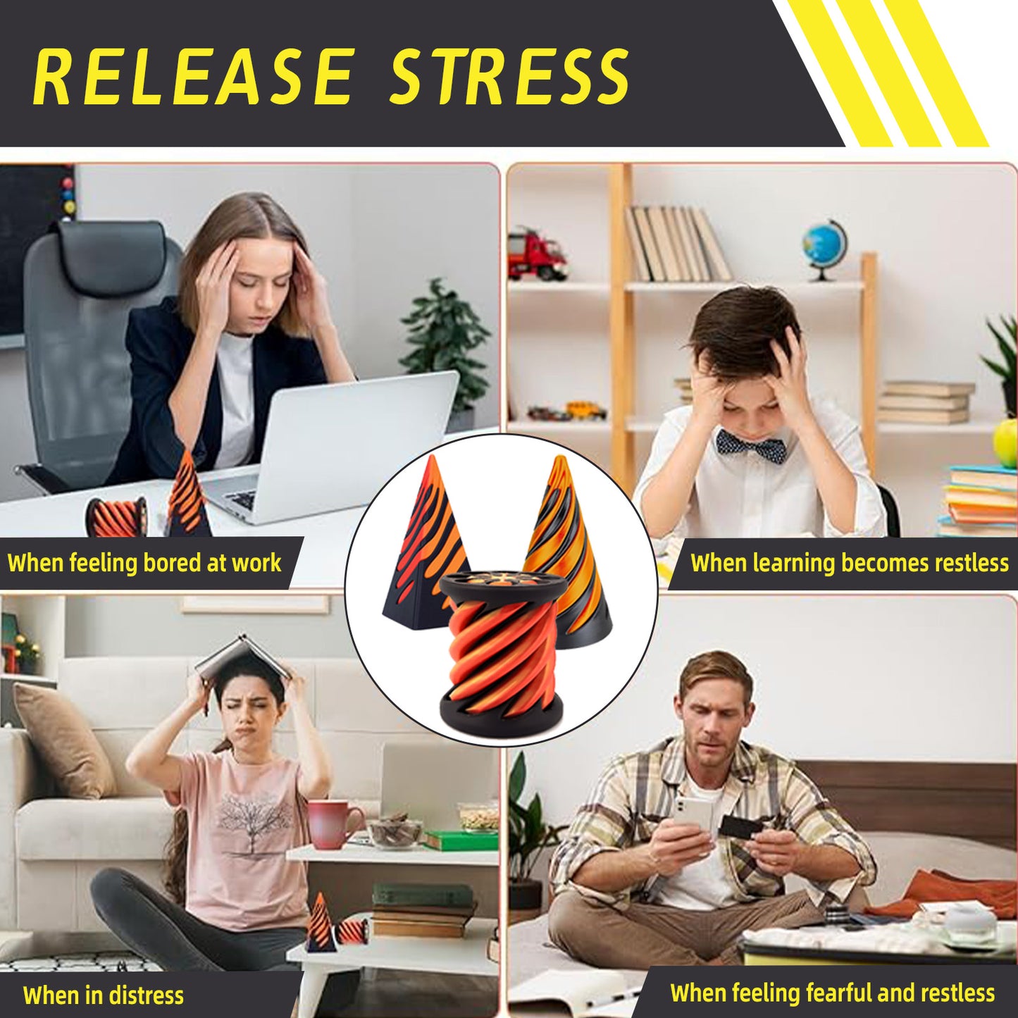 3 PCS Impossible Cone,Spiral Cone Fidget Toy,Pyramid Passthrough Sculpture,3D Printed Spiral Cone,Desk Toy,Spiral Fidget Toy passthrough Impossible Cone,Birthday for Adults & Kids