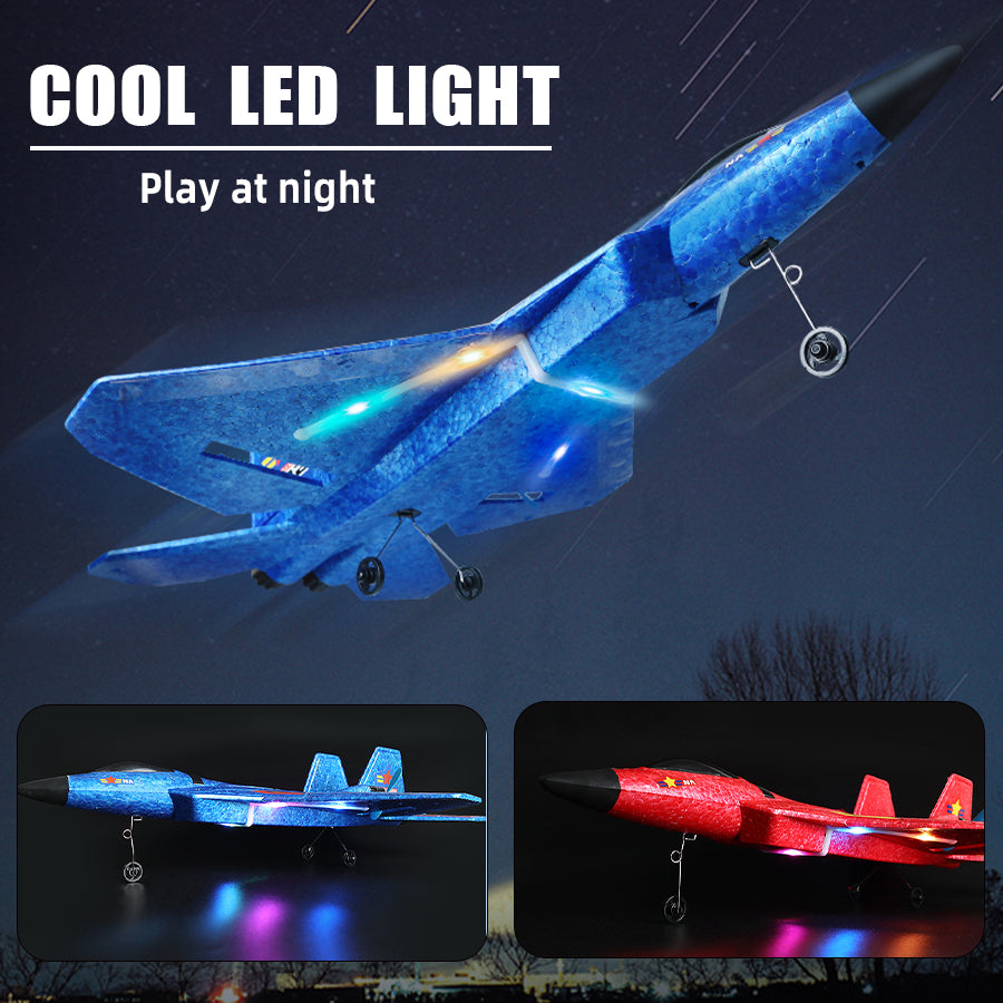 F-22 Style RC Airplane, 2.4GHz Gyro, LED (Red/Blue)
