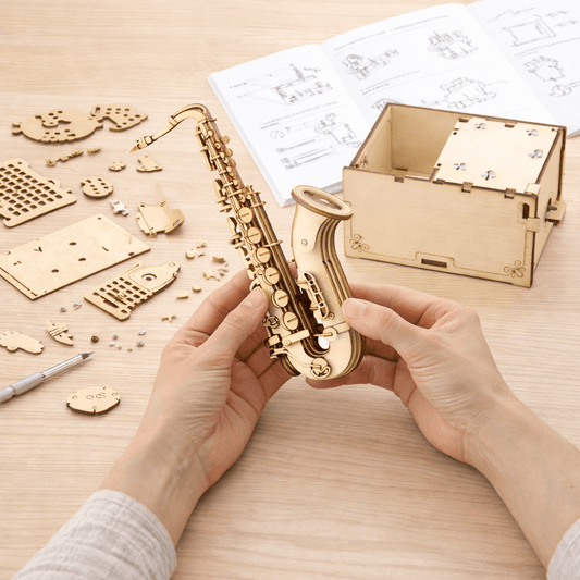 DIY Hand-Crank Wooden Saxophone Music Box