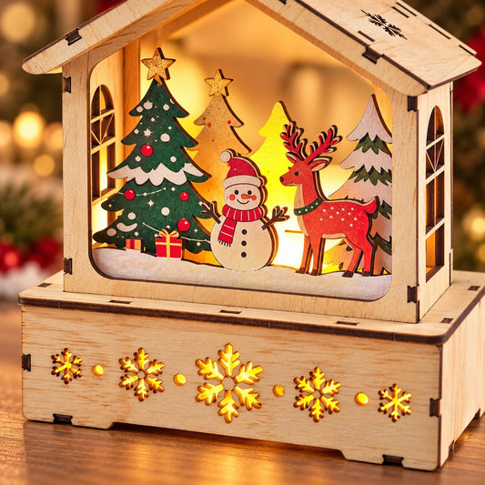 DIY Wooden Christmas Winter Scene House with Lights image 3