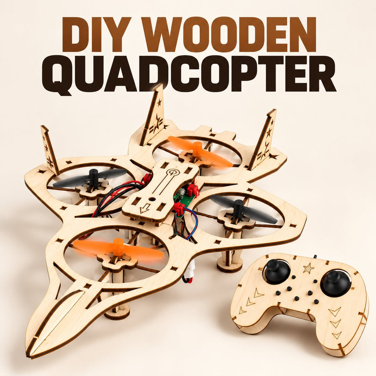 DIY wooden quadcopter and remote controller