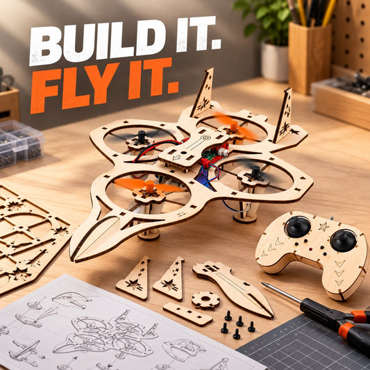 DIY Wooden Quadcopter Kit with Remote Control image 2