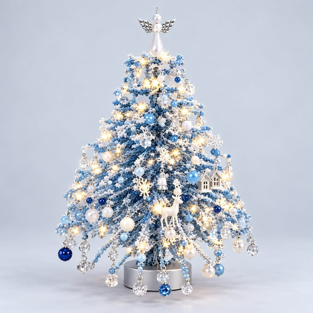 Winter Blue DIY beaded tabletop Christmas tree