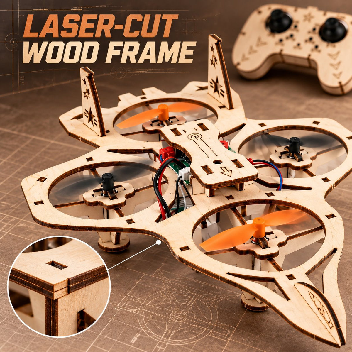Laser-cut wooden frame detail