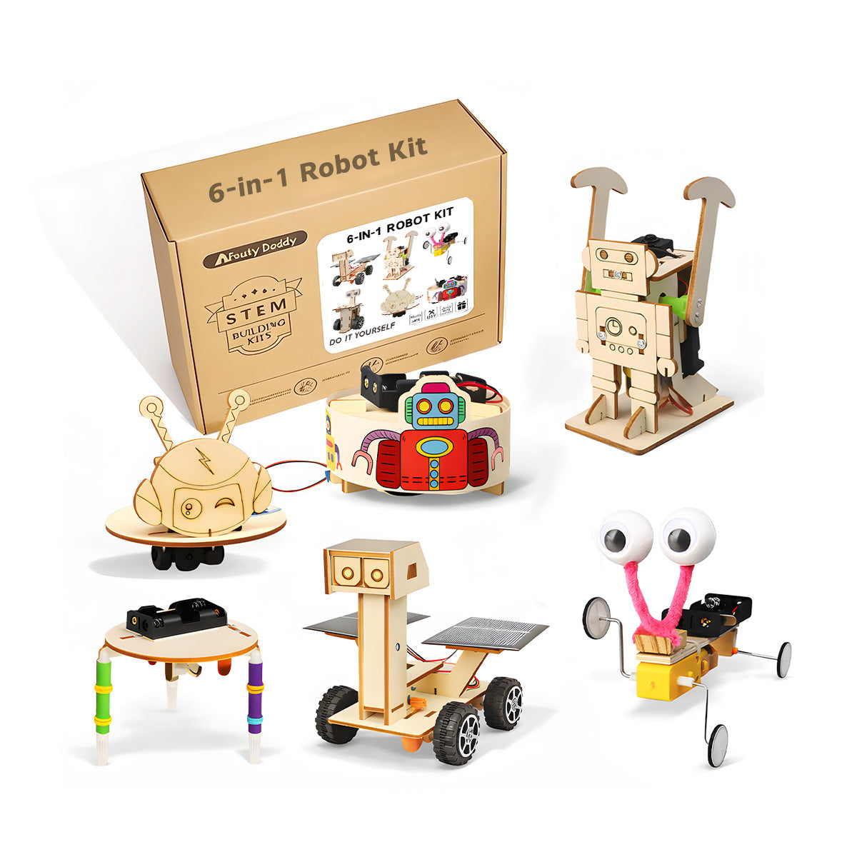 6-in-1 Robot  Wooden STEM Building Kit