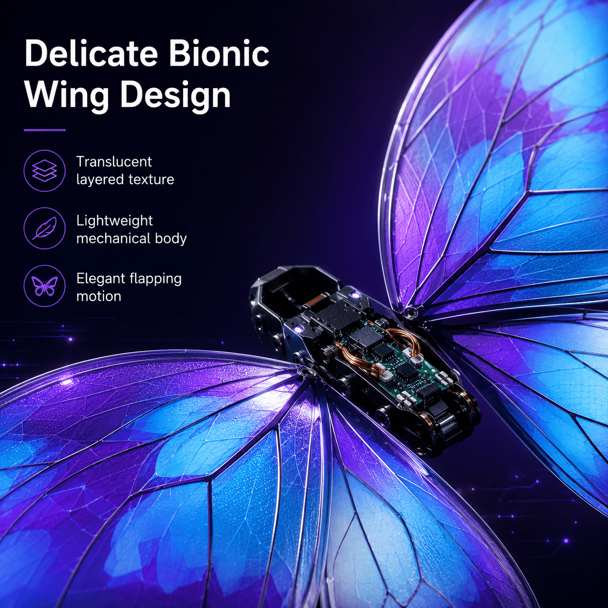 Bionic Butterfly RC Drone with LED Lights & Storage Case