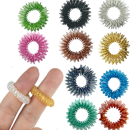 Spiky Sensory Rings, 10 Pack, Stress Relief Fidget Sensory Toys, Fidget Rings, Fidget Ring for Anxiety, Stress Relief Rings, Massager for Fidget ADHD Autism, Silent Stress Reducer Ring