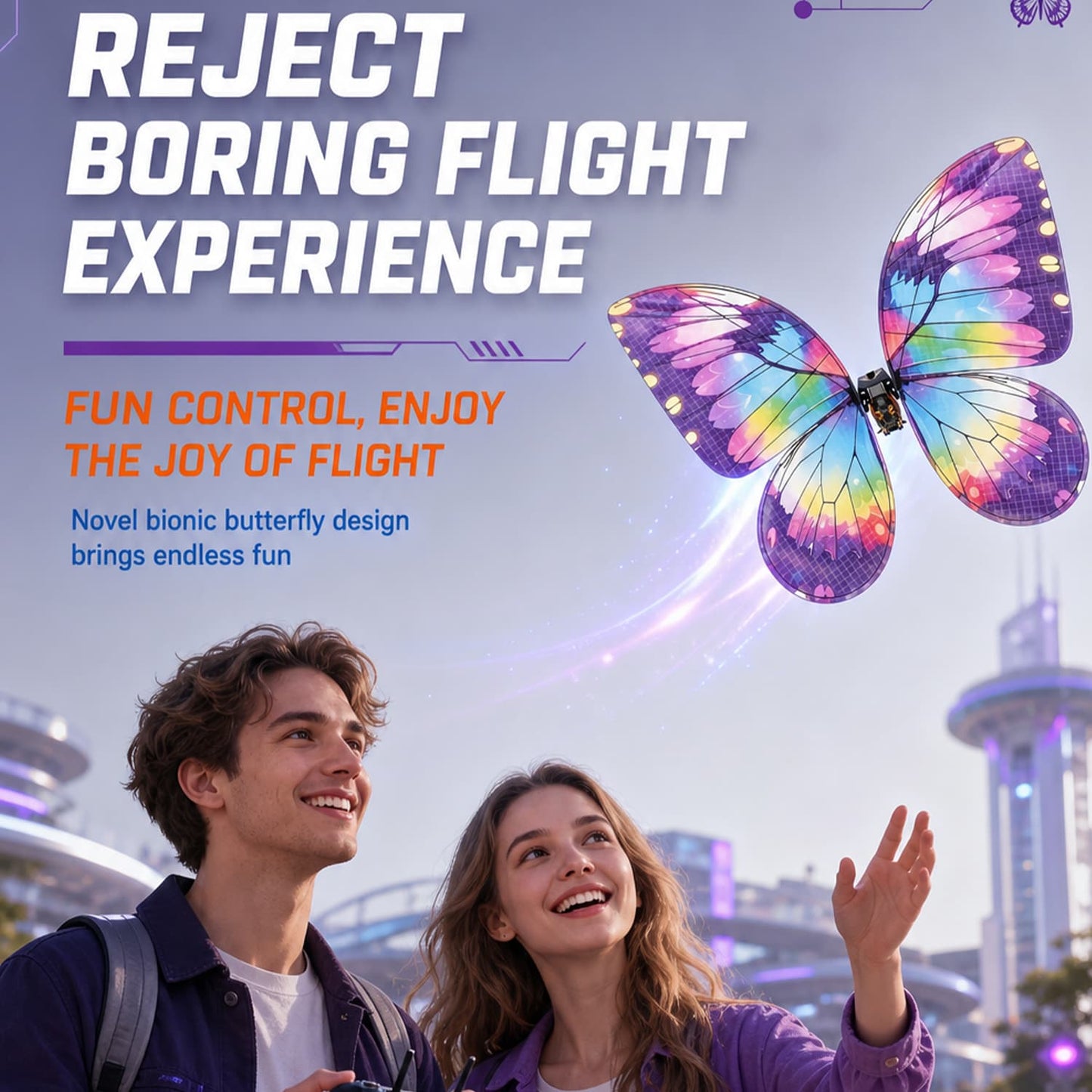 Bionic Butterfly RC Drone with LED Lights & Storage Case