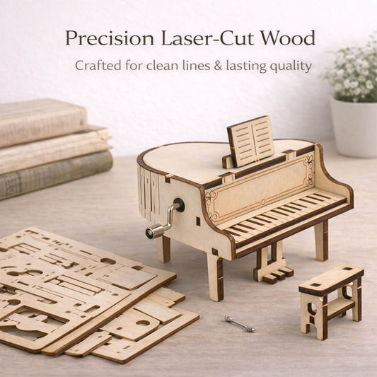 DIY Hand-Crank Wooden Piano Music Box