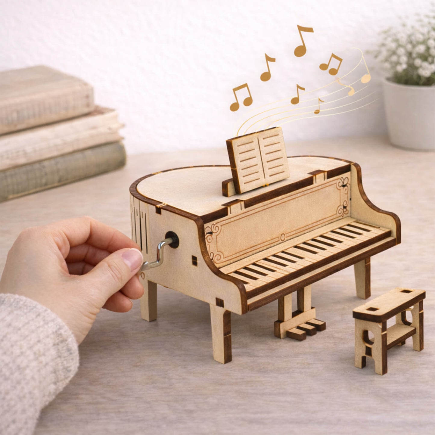 DIY Hand-Crank Wooden Piano Music Box
