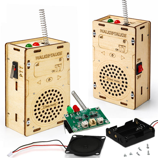 DIY Wooden Walkie Talkie Kit for Kids – STEM Build-Your-Own Two-Way Radio Toy, Hands-On Electronics Learning Project with Speaker, Circuit Board & Antenna