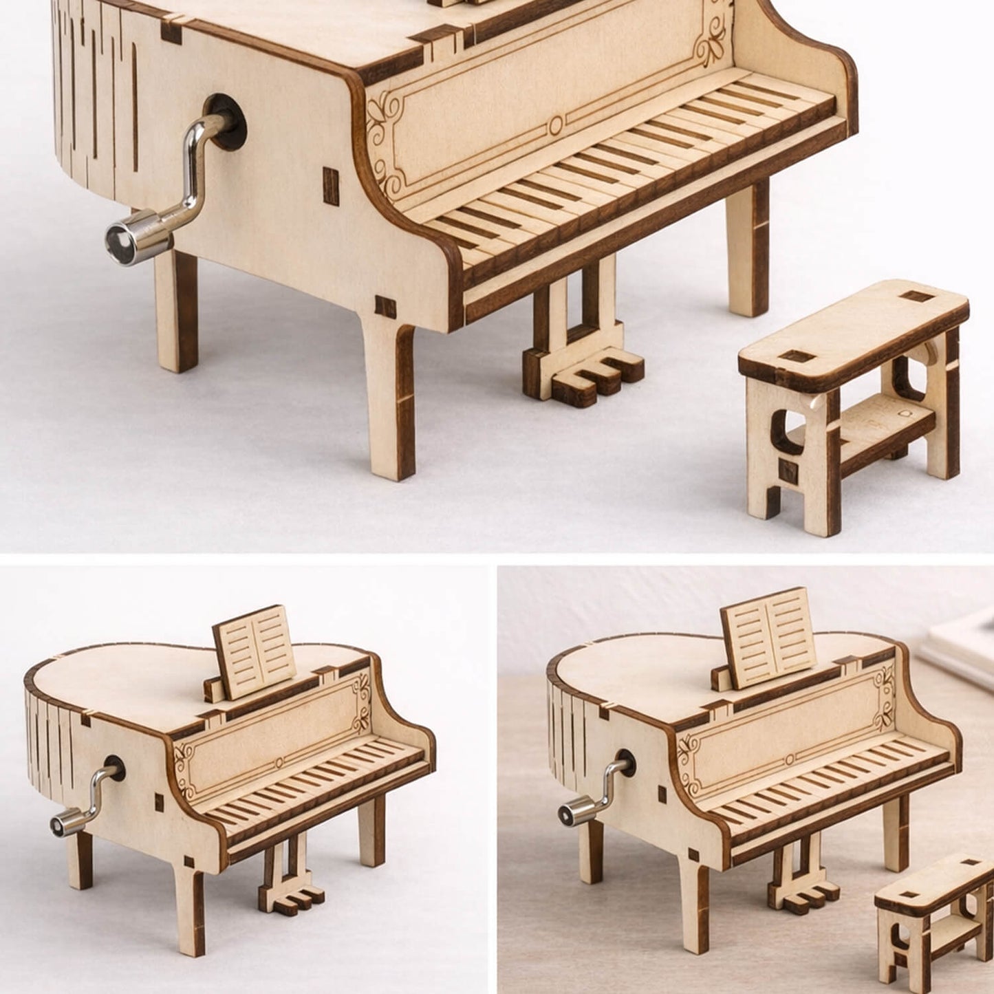 DIY Hand-Crank Wooden Piano Music Box