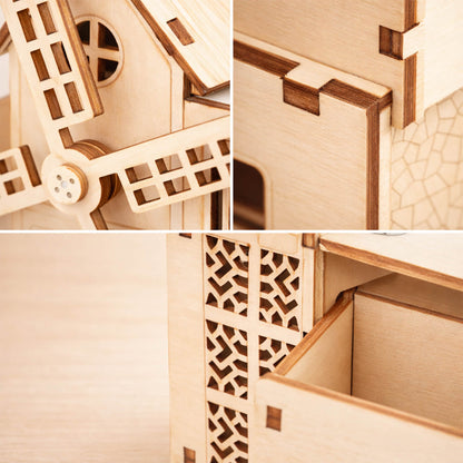 DIY Hand-Cranked Wooden Music Box Pen Holder