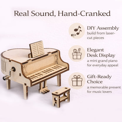 DIY Hand-Crank Wooden Piano Music Box
