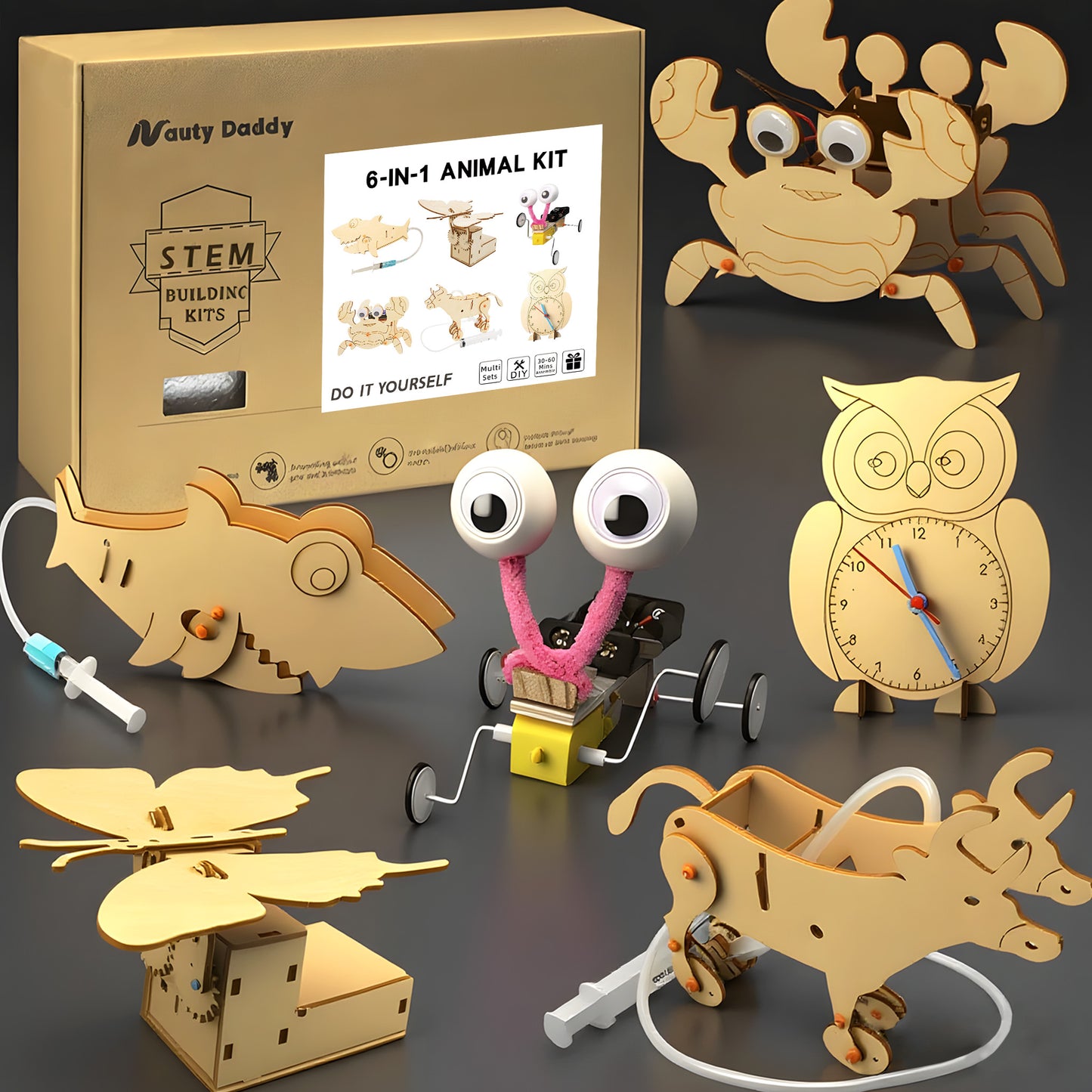 STEM Wood Building Kits for Kids (3D Wooden Projects, Ages 8–12)