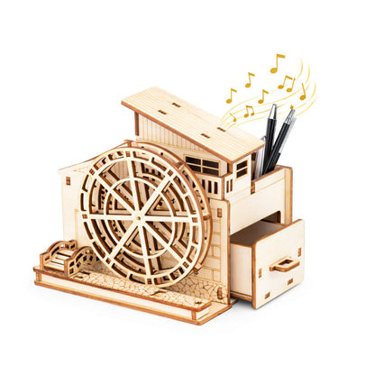 DIY Hand-Crank Wooden Watermill Music Box