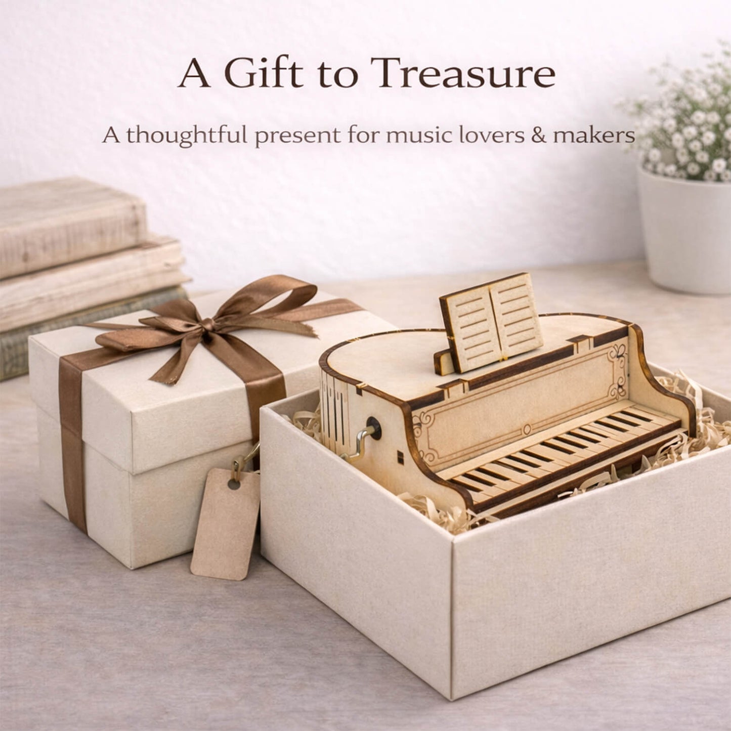 DIY Hand-Crank Wooden Piano Music Box