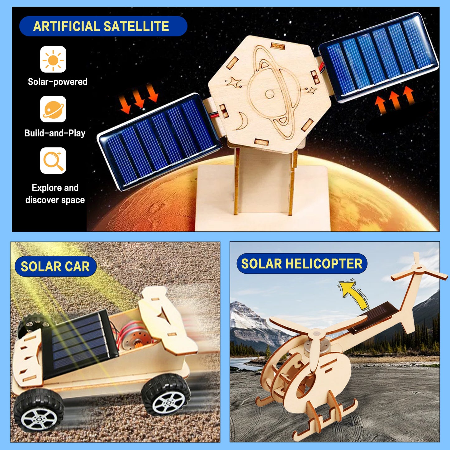 6-in-1 Solar Powered Wooden STEM Building Kit