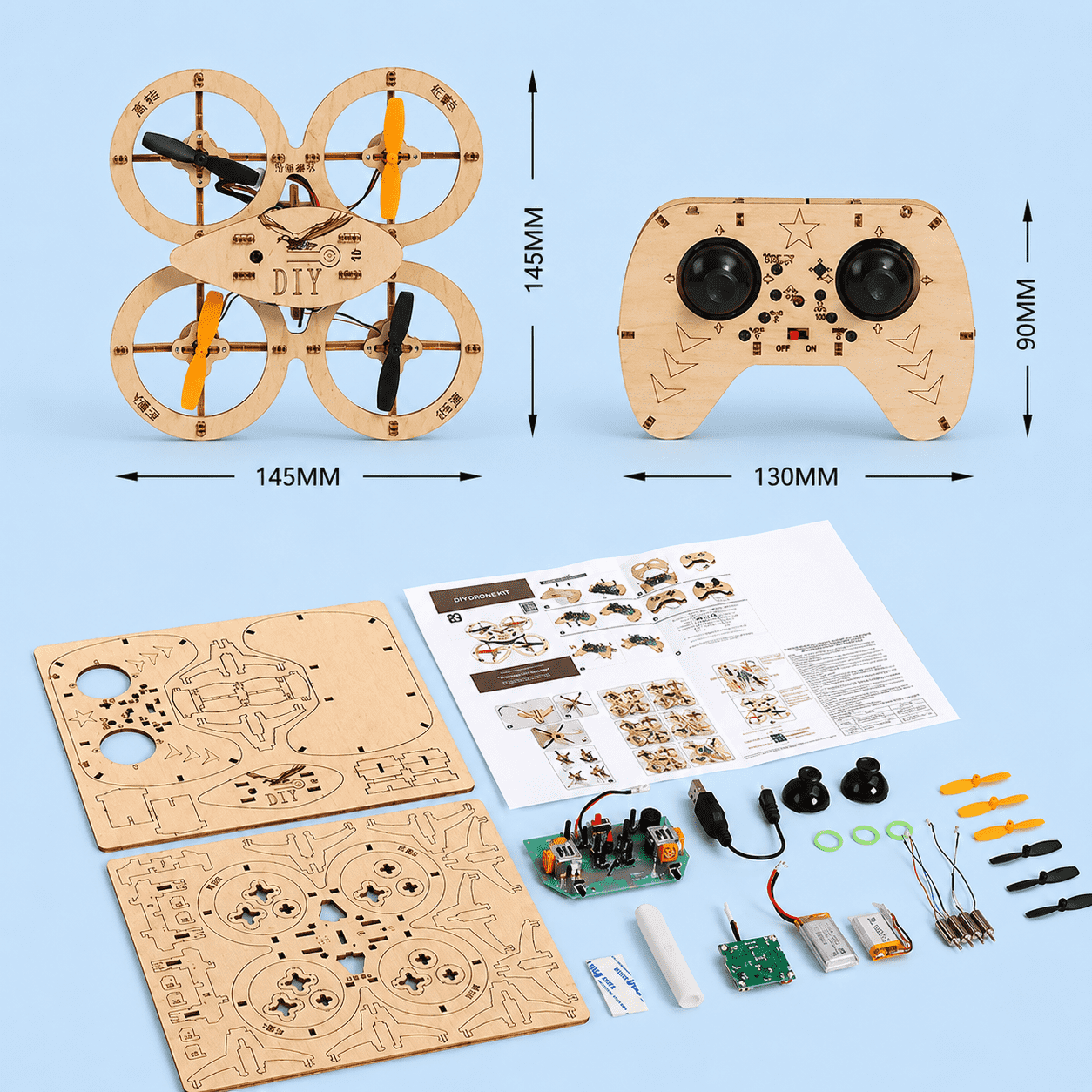 Wooden DIY Flying Drone Kit
