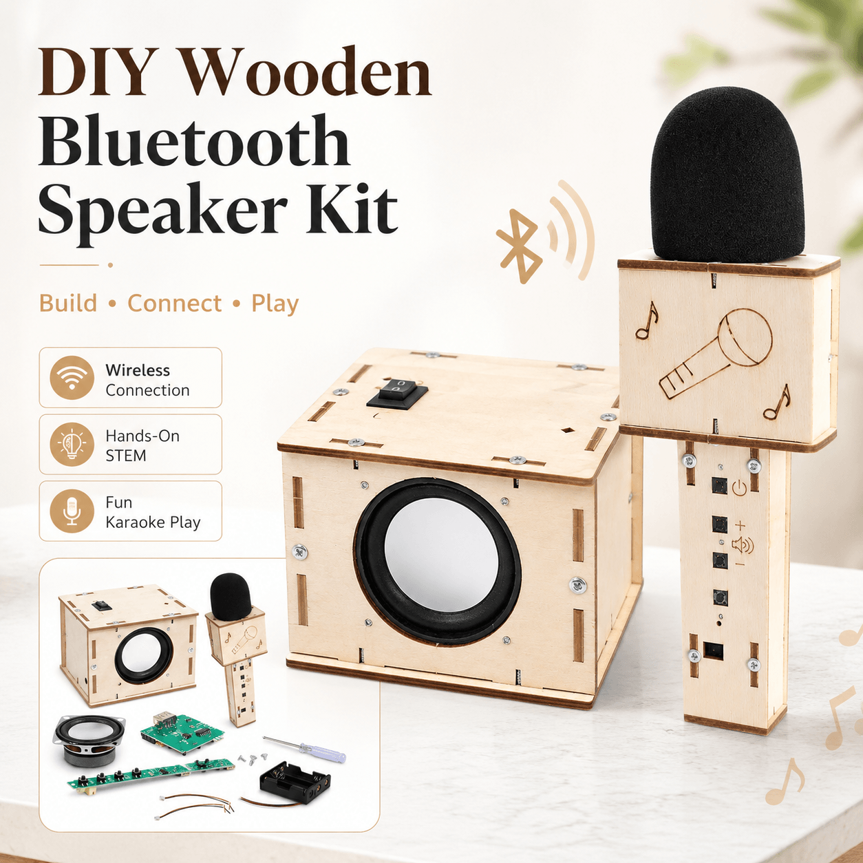 DIY Wooden Bluetooth Speaker & Microphone Kit