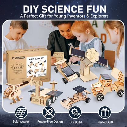 6-in-1 Solar Powered Wooden STEM Building Kit