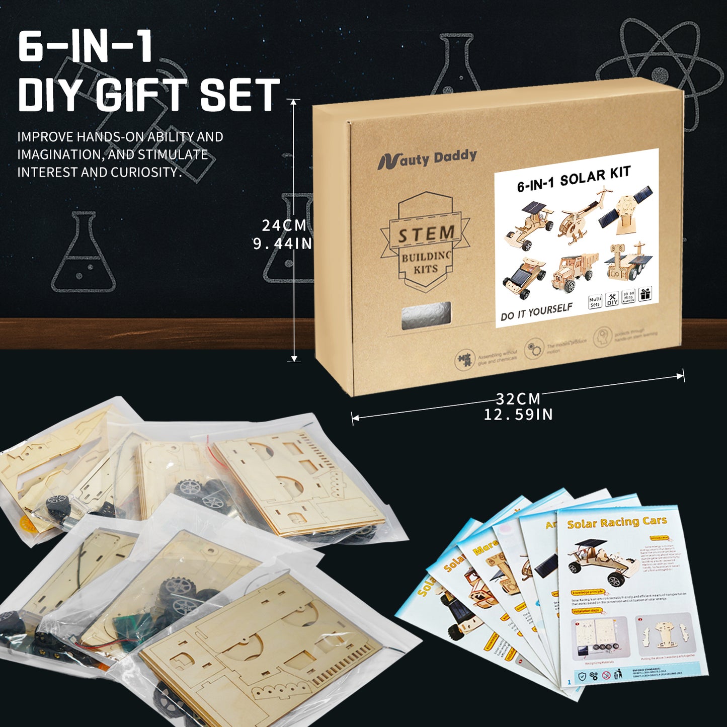 STEM Wood Building Kits for Kids (3D Wooden Projects, Ages 8–12)
