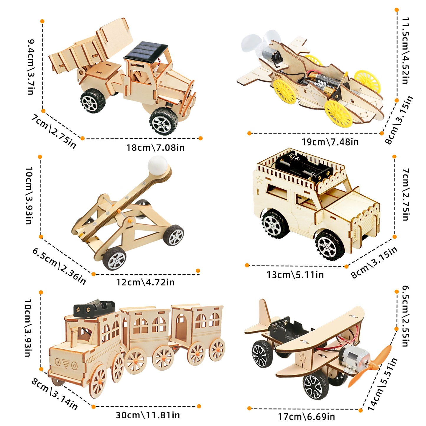 6-Piece DIY Construction Vehicle Engineering Model Set – 3D Wooden Puzzle Mechanical Vehicle Building Kit, Precision Woodcraft Assembly Project, Office Desk Display Collectible, Hardcore Gift for Teens & Adults