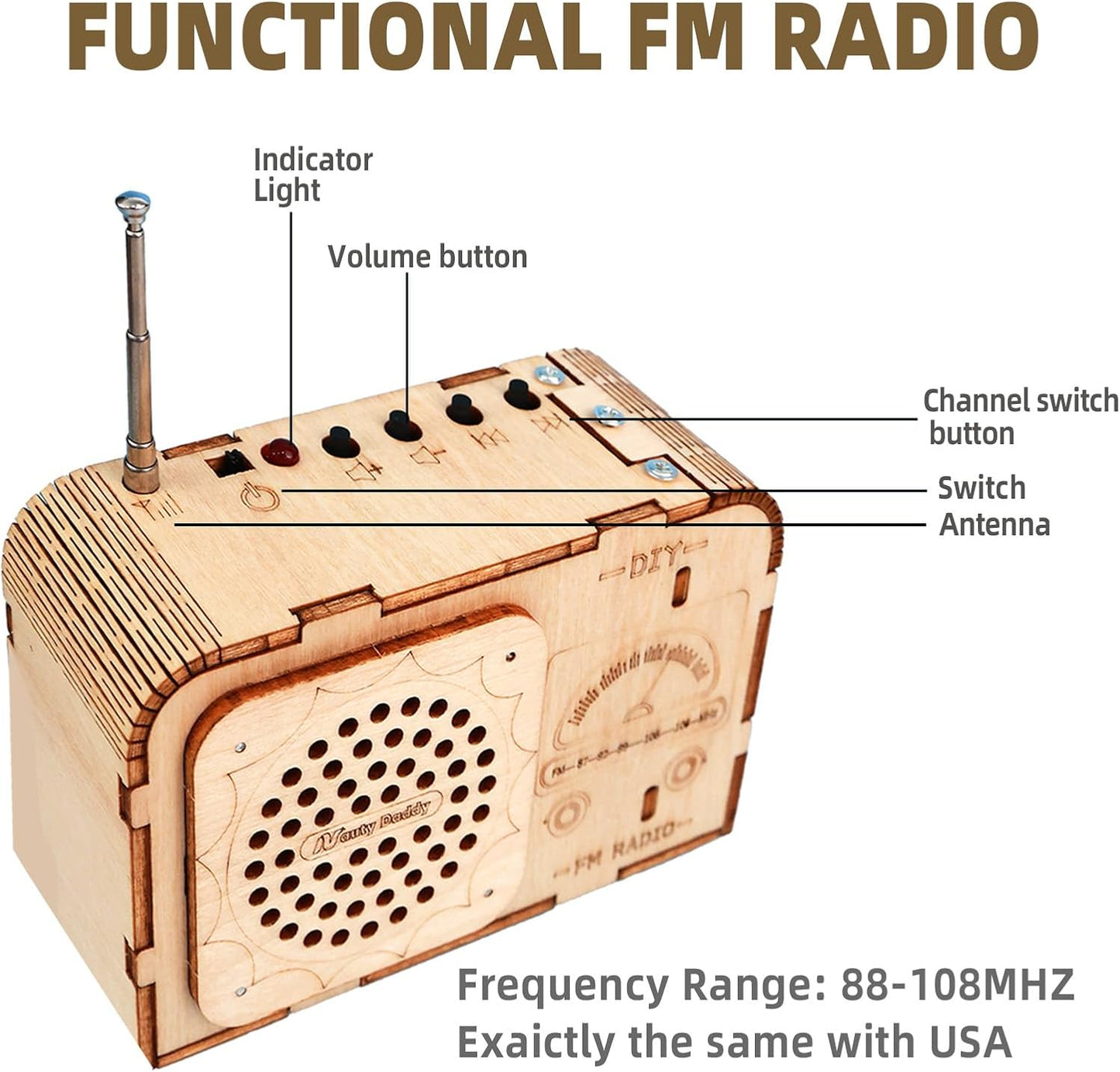 DIY FM Radio Kit, Build Your Own FM Radio，Wooden 3D Puzzles Building Educational Learning Toys，Stem Toys for Boys & Girls