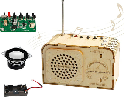 DIY FM Radio Kit, Build Your Own FM Radio，Wooden 3D Puzzles Building Educational Learning Toys，Stem Toys for Boys & Girls