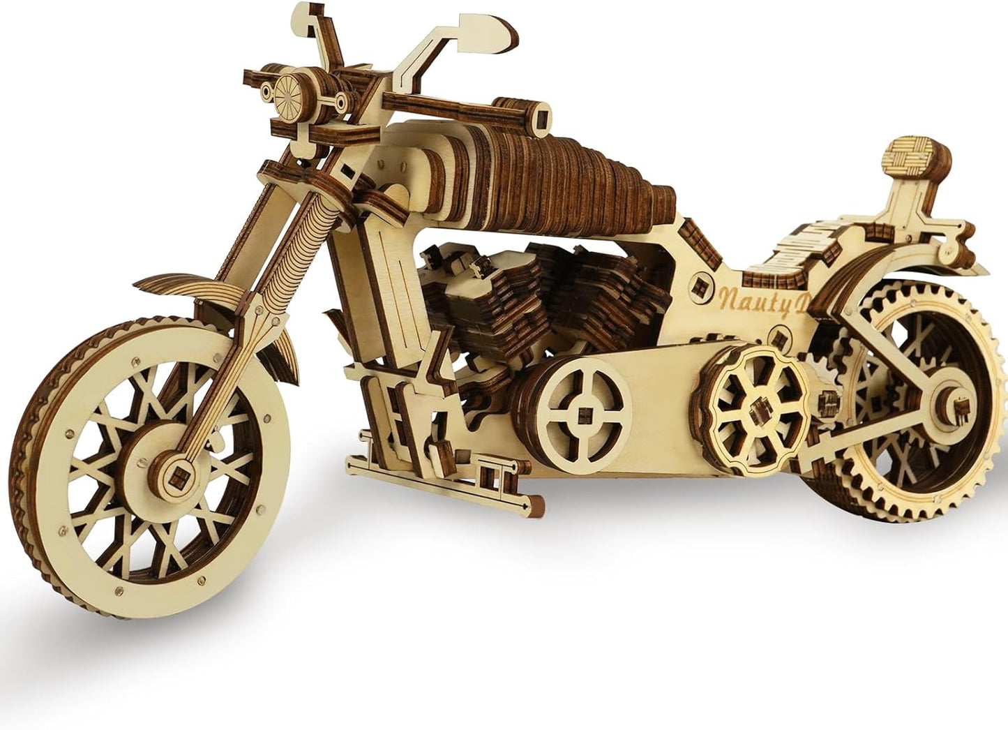 3D Wooden Puzzle Motorcycle Model Kit, Brain Teaser, Stress Relief Toy, 14+, Easy to Assemble