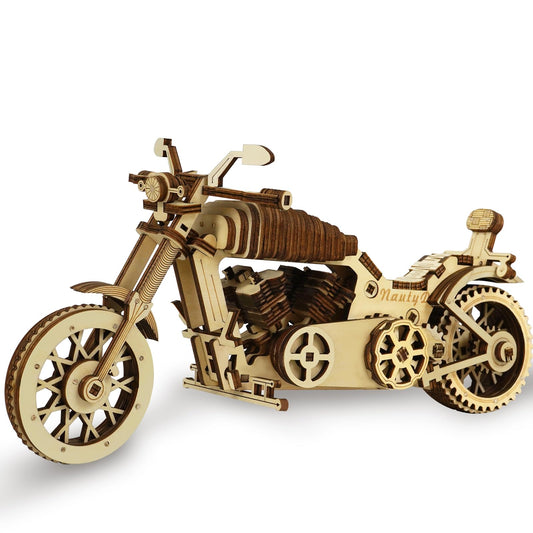 3D Wooden Puzzle Motorcycle Model Kit, Brain Teaser, Stress Relief Toy, 14+, Easy to Assemble