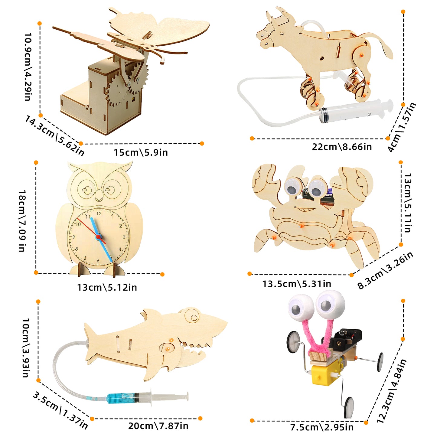 6-in-1 DIY 3D Animal Wooden Puzzle Set – STEM Building Toy with Articulated Parts & Storage Bag for Kids Ages 6+