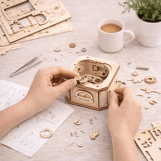 DIY Hand-Crank Wooden Gramophone Music Box